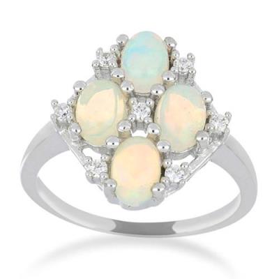 BUY REAL ETHIOPIAN OPAL MULTI GEMSTONE RING IN STERLING SILVER